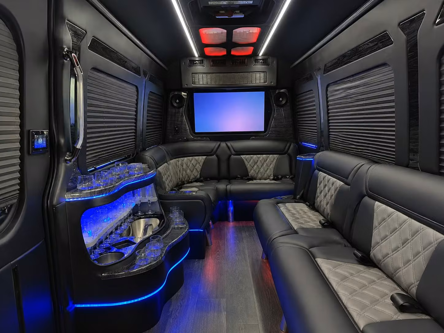 compare sprinter vans and limo buses for modesto prom night